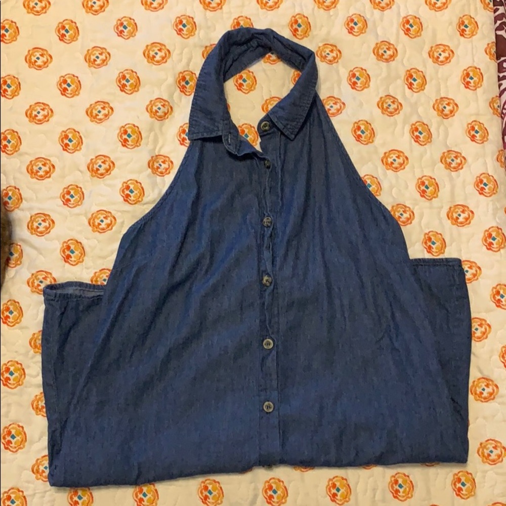 Denim halter dress